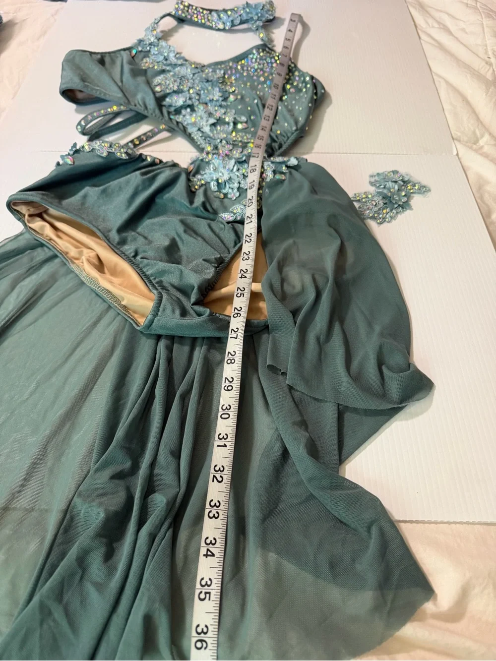 Glamour solo dance costume Jealous 24-221 green lyrical contemporary LA adult